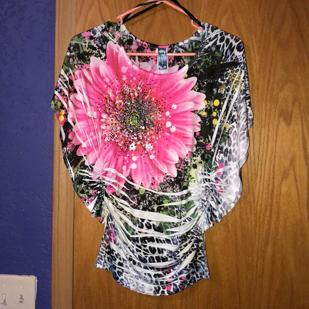 Silky shirt.